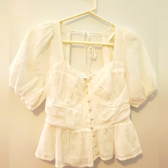 ASTR THE LABEL | FREE PEOPLE | REVOLVE CLAIRMONT PUSHUP TOP PUFF SLEEVE WOMENS - Picture 2 of 8